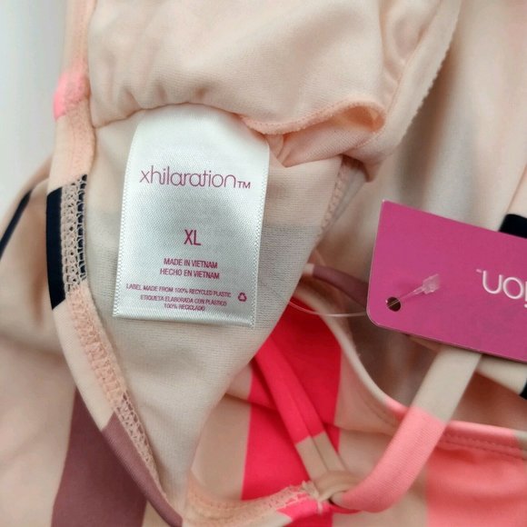 Xhilaration Size XL Strappy Back Striped Multicolored One Piece Padded Swimsuit - Picture 5 of 5